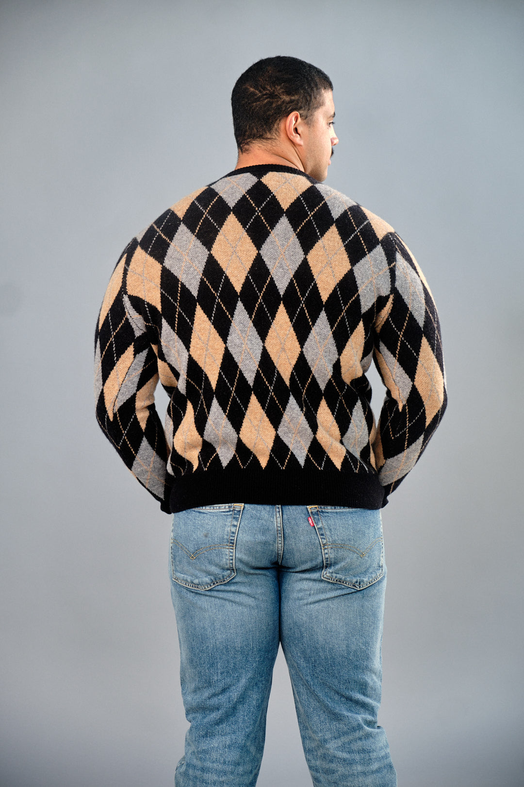 The Sigma Cashmere Argyle Black